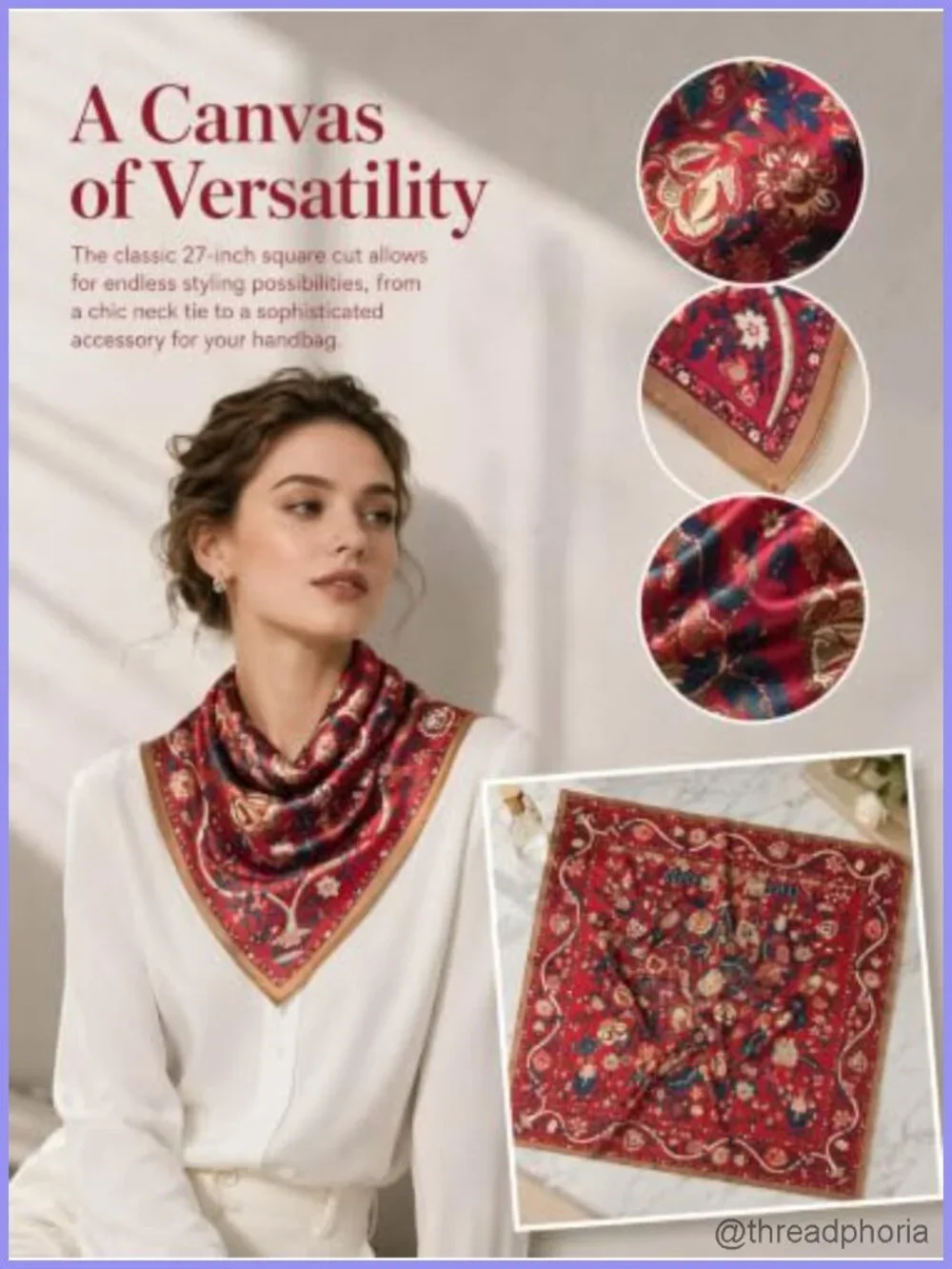 100% Mulberry Silk Square Scarf 26